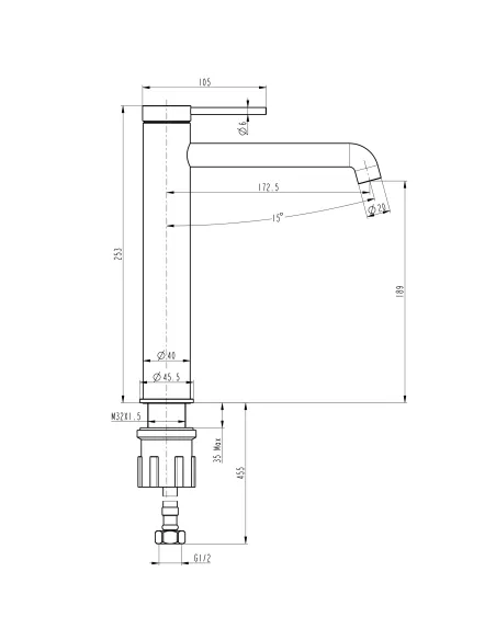 Смеситель для умывальника Topaz Loft TLF 32203-H75-C, однорычажный Смеситель для умывальника Topaz Loft TLF 32203-H75-C, однорычажный