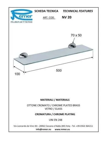 Полиця Remer 900 NV20 (скло) - 1