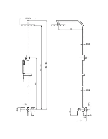 Душова система Topaz Odiss TO 18802-H66-BL