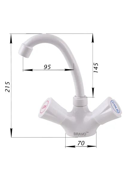 Змішувач для умивальника Bravo B2-11-401 ABS пластик, двовентильний