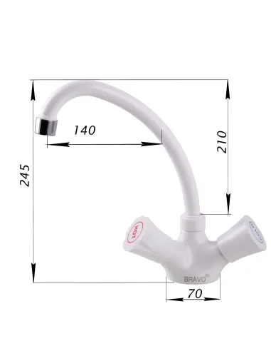 Змішувач для кухні Bravo B2-00-203 ABS пластик, двовентильний