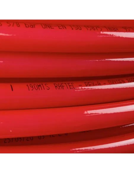 Поліетиленова труба Raftec Pex-A Evoh Spain RPXA16200 з кисневим бар`єром 16x2 мм, 200 метрів, червона Поліетиленова труба Raftec Pex-A Evoh Spain RPXA16200 з кисневим бар`єром 16x2 мм, 200 метрів, червона