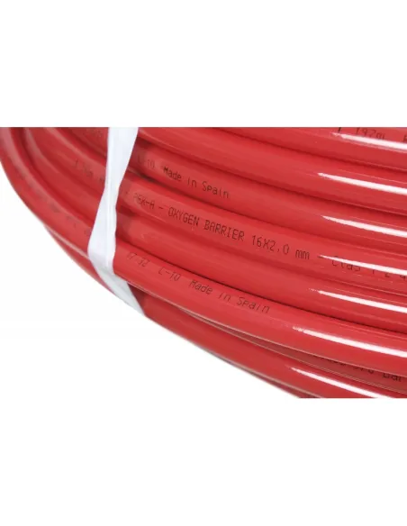 Полиэтиленовая труба Raftec Pex-A Evoh Spain RPXA16200 с кислородным барьером 16x2 мм, 200 метров, красная Полиэтиленовая труба Raftec Pex-A Evoh Spain RPXA16200 с кислородным барьером 16x2 мм, 200 метров, красная