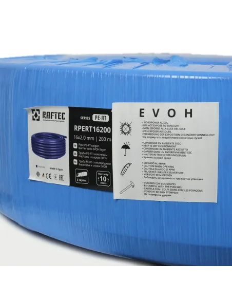 Полиэтиленовая труба Raftec PE-RT Blue Evoh RPERT16600 с кислородным барьером 16x2 мм, 600 метров, синяя Полиэтиленовая труба Raftec PE-RT Blue Evoh RPERT16600 с кислородным барьером 16x2 мм, 600 метров, синяя