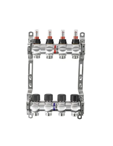 Колектор для теплого пола Raftec RC03-02 Steel 2 выхода, с расходомерами, 1 дюйм