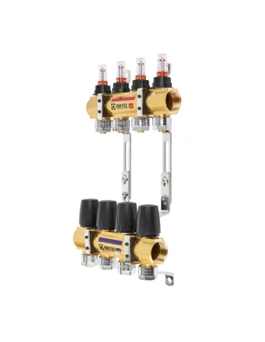 Колектор для теплої підлоги Raftec LCR-1.10 Gold 10 виходів, з витратомірами, 1 дюйм