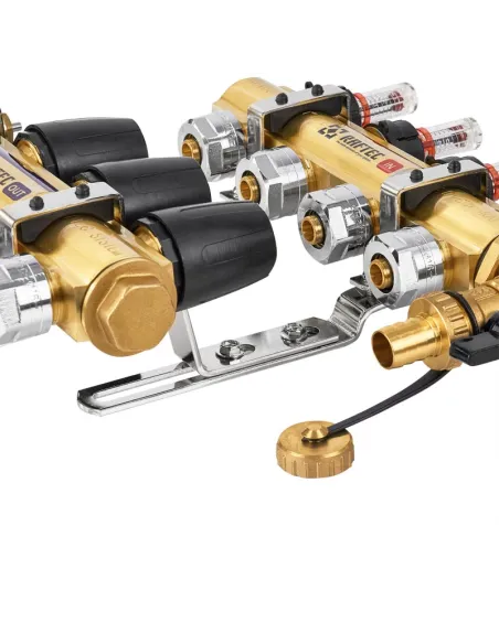 Колектор для теплої підлоги Raftec LCR-1.8 Gold 8 виходів, з витратомірами, 1 дюйм
