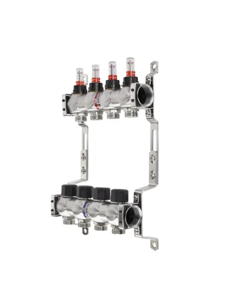 Колектор для теплої підлоги Raftec RC03-03 Steel 3 виходи, з витратомірами, 1 дюйм