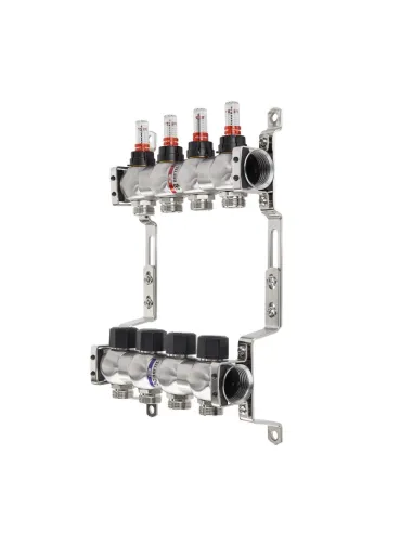 Колектор для теплого пола Raftec RC03-10 Steel 10 выходов, с расходомерами, 1 дюйм