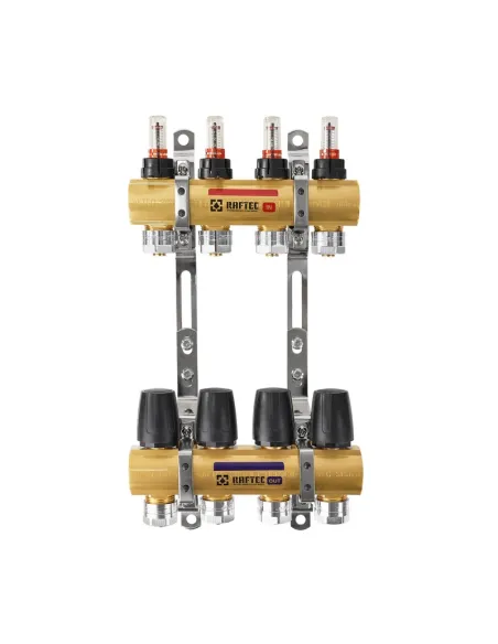 Колектор для теплого пола Raftec LCR-1.12 Gold 12 выходов, с расходомерами, 1 дюйм Колектор для теплого пола Raftec LCR-1.12 Gold 12 выходов, с расходомерами, 1 дюйм