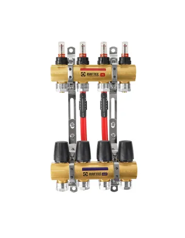Колектор для теплого пола Raftec LCR-1.12 Gold 12 выходов, с расходомерами, 1 дюйм