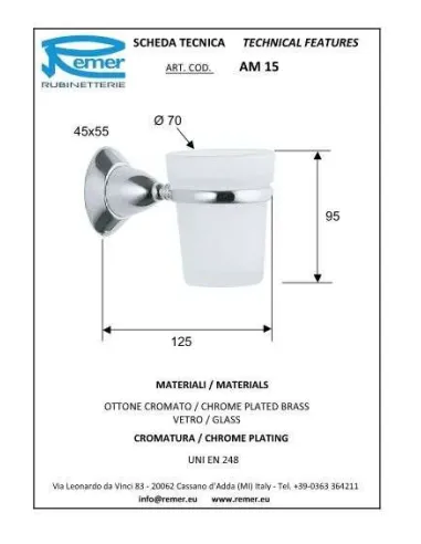 Склянка Remer Amica AM15 (одинарна, настінна) - 1