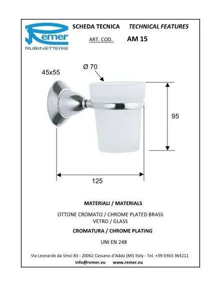 Склянка Remer Amica AM15 (одинарна, настінна) - 1