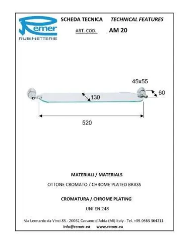 Полиця Remer Amica AM20 (скло) - 1