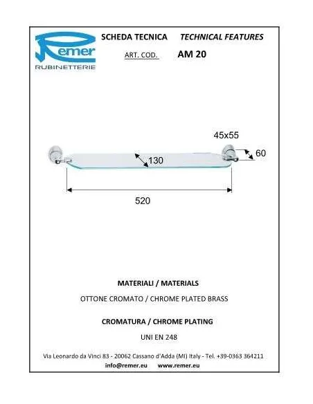 Полиця Remer Amica AM20 (скло) - 1