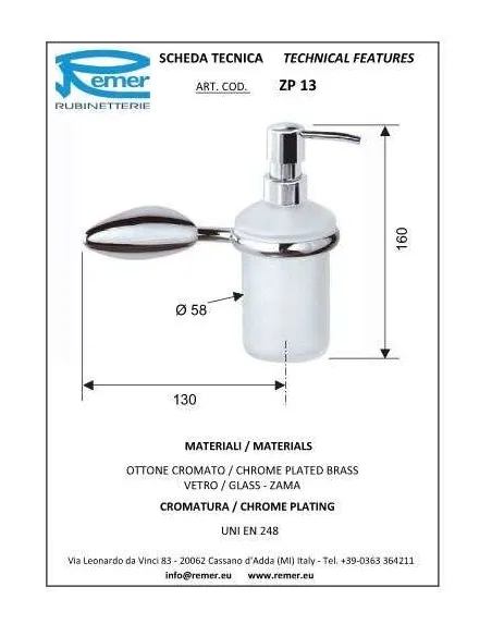 Дозатор для рідкого мила Remer Zip ZP13 - 1