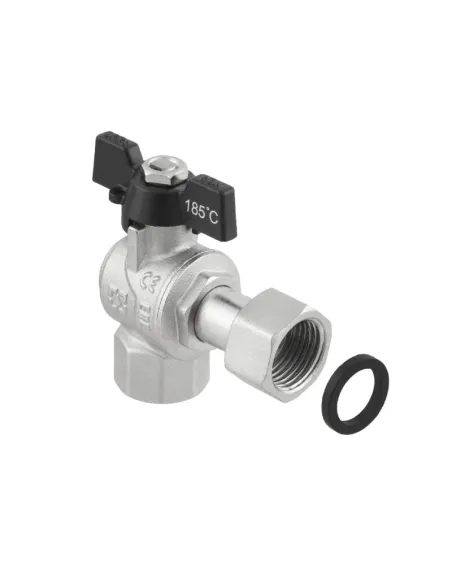 Кран кульовий Raftec PN40 ВР DRBZ2 3/4 дюйма, кутовий з американкою Кран кульовий Raftec PN40 ВР DRBZ2 3/4 дюйма, кутовий з американкою