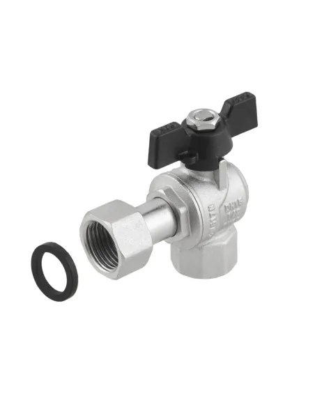 Кран кульовий Raftec PN40 ВР DRBZ2 3/4 дюйма, кутовий з американкою Кран кульовий Raftec PN40 ВР DRBZ2 3/4 дюйма, кутовий з американкою