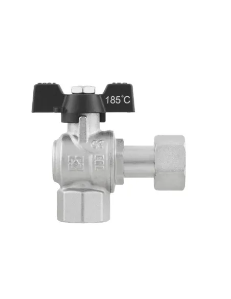 Кран шаровой Raftec PN40 ВВ DRBZ2 3/4 дюйма, угловой с американкой