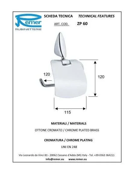 Тримач для туалетного паперу Remer Zip ZP60 (з кришкою) - 1