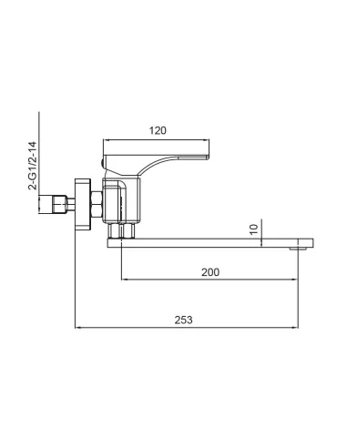 Смеситель для кухни Koer KB-73010-05 настенный, черный