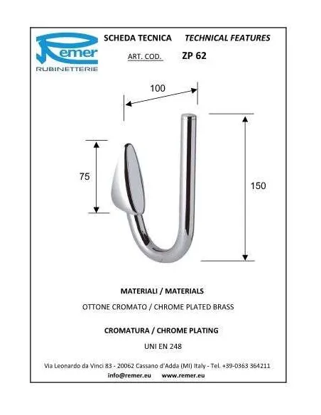 Тримач для туалетного паперу Remer Zip ZP62 (вертикальний) - 1