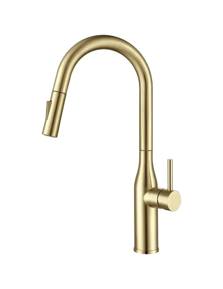 Смеситель для кухни Koer KI-70004-12 SUS304 с выдвижным изливом, нержавеющая сталь, золотой