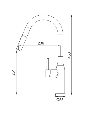 Смеситель для кухни Koer KI-70004-12 SUS304 с выдвижным изливом, нержавеющая сталь, золотой