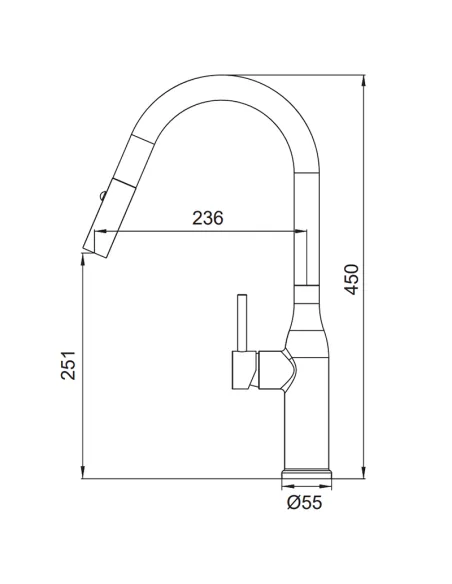 Смеситель для кухни Koer KI-70004-12 SUS304 с выдвижным изливом, нержавеющая сталь, золотой