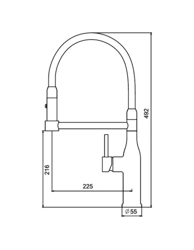 Смеситель для кухни Koer KI-70005-02 SUS304 с гибким изливом, нержавеющая сталь