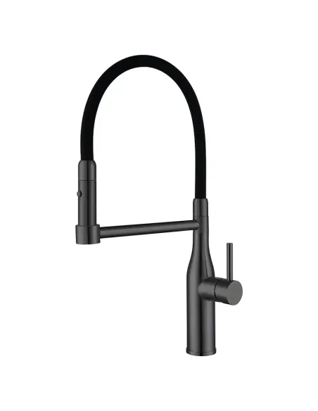 Змішувач для кухні Koer KI-70005-07 SUS304 з гнучким виливом, нержавіюча сталь, графіт