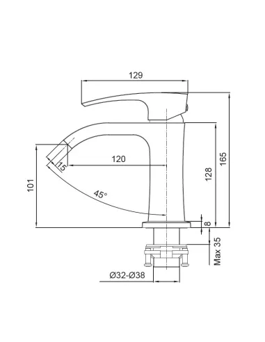 Змішувач для умивальника Koer KB-12007-05, чорний