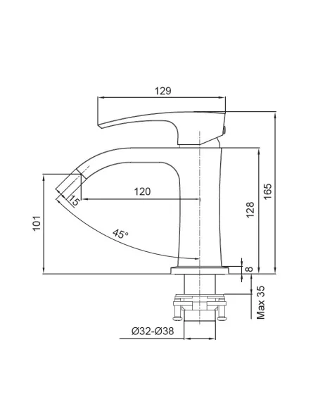 Змішувач для умивальника Koer KB-12007-05, чорний