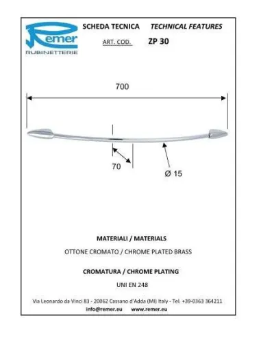 Рушникотримач Remer Zip ZP30 (60 см, хром) - 1
