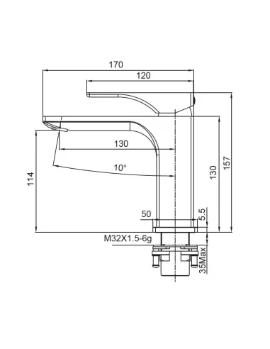Змішувач для умивальника Koer KB-10010-05, чорний