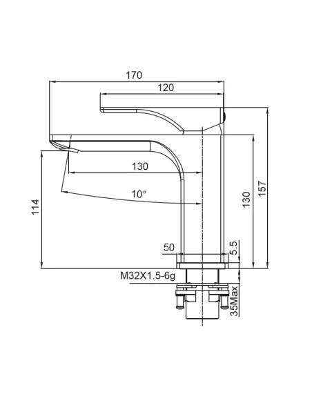 Змішувач для умивальника Koer KB-10010-05, чорний