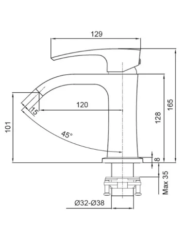 Змішувач для умивальника Koer KB-12007-07, графіт