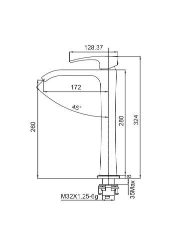 Смеситель для умывальника Koer KB-13007-01 высокий