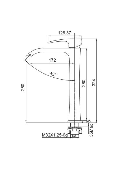 Смеситель для умывальника Koer KB-13007-01 высокий