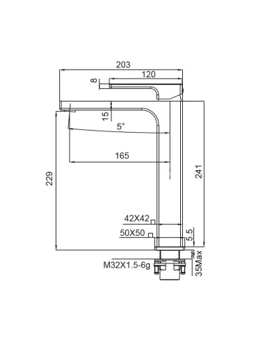 Смеситель для умывальника Koer KB-11009-01 высокий