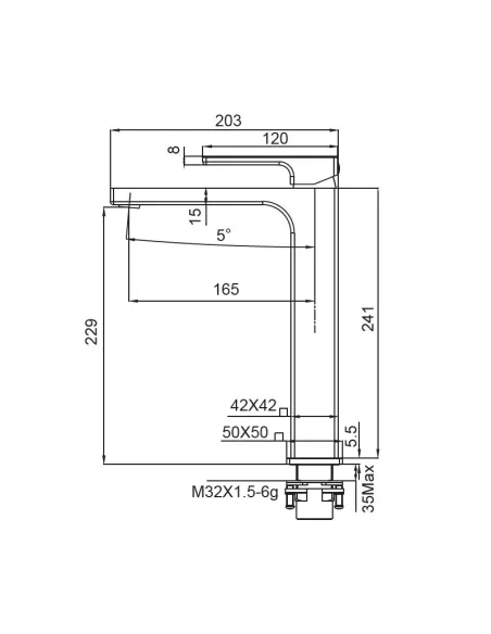 Смеситель для умывальника Koer KB-11009-01 высокий