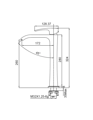 Смеситель для умывальника Koer KB-13007-05 высокий, черный