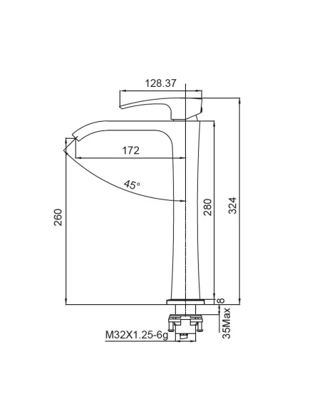 Смеситель для умывальника Koer KB-13007-05 высокий, черный