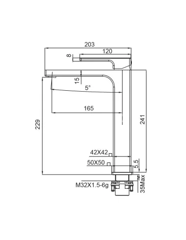Змішувач для умивальника Koer KB-11009-05 високий, чорний