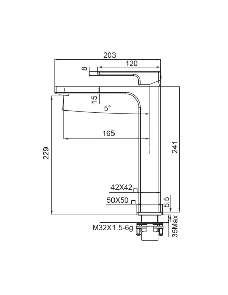 Змішувач для умивальника Koer KB-11009-05 високий, чорний