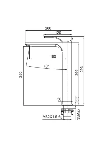 Смеситель для умывальника Koer KB-11010-05 высокий, черный