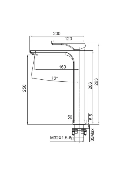 Змішувач для умивальника Koer KB-11010-05 високий, чорний