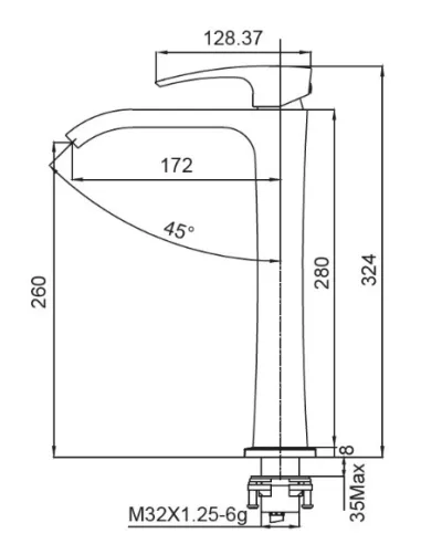 Змішувач для умивальника Koer KB-13007-07 високий, графіт