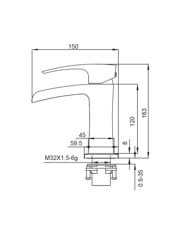 Смеситель для умывальника Koer KB-14007-01 каскадный излив