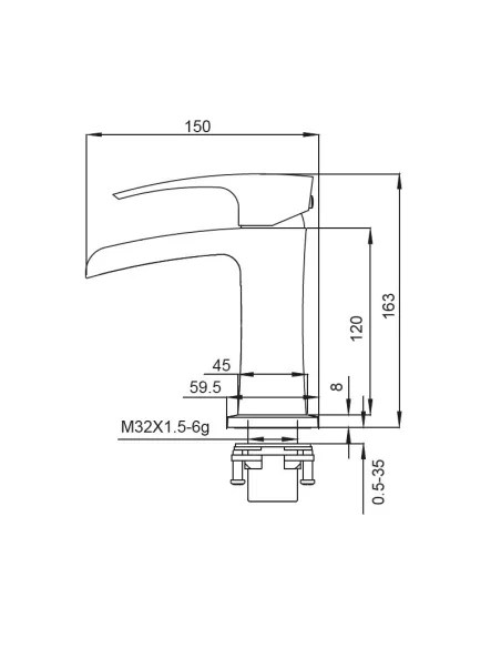 Смеситель для умывальника Koer KB-14007-01 каскадный излив